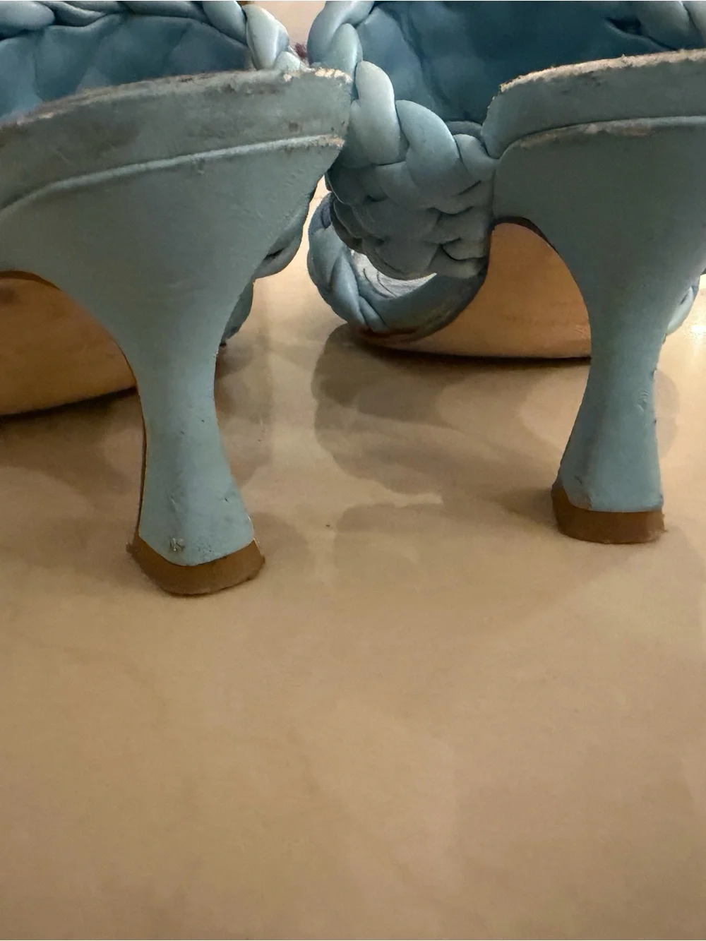 Marc Fisher Powder Blue Braided Double-Strap Slide Heels
